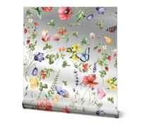 Carta Adesiva per Mobili Farfalla Verde Floreale Carta da Parati Adesiva Muro Moderna Impermeabile Autoadesiva per Soggiorno Camera Da Letto Sfondo Porta Cucina Armadio 38.6x480.6 cm