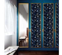 Carta Adesiva per Mobili Fiore Blu Nero Adesivi Murali Non Tessut Wallpaper Moderna Parato Adesivo per Parete Autoadesiva Carta da Parati Adesiva Muro Cucina Soggiorno 45x100cm/1 roll