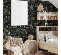 Carta Adesiva per Mobili Foglie Verdi Marrone Adesivi Murali Non Tessut Carta da Parati Cucina Adesiva Muro Parato Adesivo per Parete Autoadesiva Wallpaper Soggiorno Wall Sticker 45x200cm/1 roll