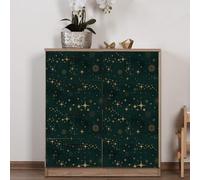 Carta Adesiva per Mobili Stelle Verde Scuro Carta da Parati Adesiva Muro Moderna Impermeabile Autoadesiva per Soggiorno Camera Da Letto Sfondo Porta Cucina Armadio 38.6x120.6 cm