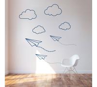 Carta Aerei & Nuvole Vinile Camera Muro Adesivo Murale Decorazione Bambino