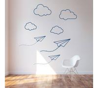 Carta Aerei & Nuvole Vinile Camera Muro Adesivo Murale Decorazione Bambino