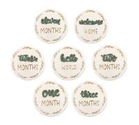 Carta Annuncio Mensile - 7 Pezzi Cartelli Fotografici 3D a Doppia Faccia per,Targhette Legno Decorative Misurazione Nascita, Dischi Mensili Riutilizzabili Per Camera Bambini Asilo Soggiorno