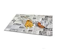 Carta antigrasso da gr. 40 stampata con loghi “newspapers” - Formato cm. 37x50 - Confezione da Kg. 10 (circa 1375 fogli)
