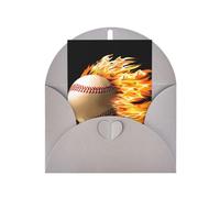 Carta bianca verticale con stampa di baseball del fuoco (Thinking Of You Biglietto di auguri di compleanno)