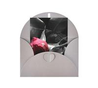 Carta bianca verticale con stampa di rose nere gotiche (Thinking of You Biglietto di auguri di compleanno)