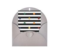 Carta bianca verticale glitterata con stampa a pois arcobaleno e righe bianche e nere (lingua italiana non garantita)