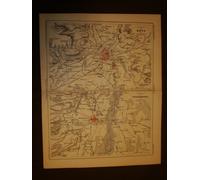 Carta, cartina, mappa del 1840 Città Metz e Strasbourg o Strasburgo Malte Brun