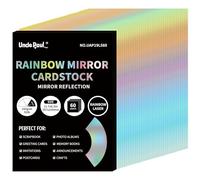 Carta cartoncino A4 con effetto specchio arcobaleno, 60 fogli da 250 g/m²/92 libbre di carta metallizzata per lavori artigianali, cartoncino laser per decorazioni per feste di compleanno UAP19LS60