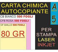 CARTA CHIMICA 80GR X STAMPANTI LASER INKJET A5 3 COPIE BIANCO ROSA GIALLO