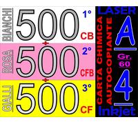 CARTA CHIMICA 80GR RICEVUTE X STAMPANTI LASER INKJET A4 3 COPIE BIANCO ROSA GIAL