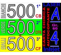 CARTA CHIMICA RICEVUTE FISCALI X STAMPANTI LASER INKJET A4 3 COPIE BIA VERD GIAL