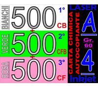 CARTA CHIMICA RICEVUTE FISCALI X STAMPANTI LASER INKJET A4 3 COPIE BIA VERD ROSA