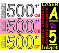 CARTA CHIMICA RICEVUTE FISCALI X STAMPANTI LASER INKJET A5 3 COPIE BIA ROSA GIAL