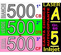 CARTA CHIMICA RICEVUTE FISCALI X STAMPANTI LASER INKJET A5 3 COPIE BIA VERD ROSA