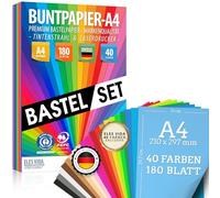 Carta colorata A4, 180 fogli, 40 colori assortiti, 80 g/m², carta di alta qualità per bricolage, fai da te, creatività, arte, lavoretti manuali e set per bambini, ideale per progetti artistici