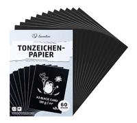 Carta colorata nera A3, carta nera per bricolage, 60 fogli 130 g/m², cartoncino colorato, per fai da te, accessori creativi per album fotografici, scrapbooking