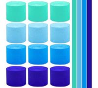 Carta Crespa Azzurra Colorata 25 m x 4.5 cmDecorazioni per Appendere per Lavoretti in crêpe Multicolore Feste Festa di Matrimonio di Compleanno Celebrazione Carnevale Varie Decorazioni 12 Rotoli