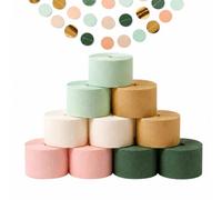 Carta Crespa Colorata 10 Rotoli, Stelle Filanti Verde Kaki 4.5cm x 25m