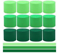 Carta Crespa Verde Colorata 25 m x 4.5 cmDecorazioni per Appendere per Lavoretti in crêpe Multicolore Feste Festa di Matrimonio di Compleanno Celebrazione Carnevale Varie Decorazioni 12 Rotoli