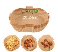 Carta Da Forno per Friggitrice ad Aria, 100 Pezzi da 20-24 cm. Antiaderente, Impermeabile e Resistente All'olio. Monouso, Compatibile con Ninja, COSORI, Philips, Princess.
