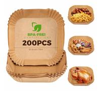 Carta da forno per friggitrice ad aria calda, 200 pezzi, 20 x 20 cm, senza BPA, monouso, antiaderente, senza olio, per friggitrici senza olio, 5-8 l