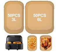 Carta da forno per friggitrice ad aria calda 6L+3L Combinatoria per Philips Airfryer Dual Basket 3000/5000 Series Compatibilità Tefal Doppia Camera 5,2/3,1L 100 pezzi di carta da forno Airfryer