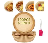 Carta da forno usa e getta per friggitrice ad aria, 100 pezzi, antiaderente, rotonda, resistente all'olio, impermeabile, per uso alimentare, per forno a microonde, carta da forno non sbiancata, 16 cm