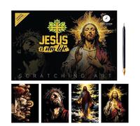 Carta da grattare | Gesù Scratch Painting Craft, 1 set creativo per pittura artistica per uomini, donne, amici 3 anni e + bambini adolescenti