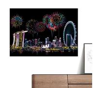 Carta Da Grattare Nera - Blocco Da Grattare Con Monumenti Della Città Per Bambini, Foglio Artigianale Con Scarabocchi | Kit Di E Mestieri Per Feste Di Compleanno, Halloween, Progetti Natalizi, Gi