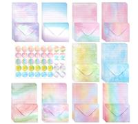 Carta da lettere ad acquerello con busta, 160 pezzi, formato C6, con 50 fogli a righe, formato A5 e 60 adesivi rotondi, per lettere d'amore, compleanno e biglietti di ringraziamento