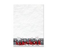 Carta da lettere natalizia A4 con cappelli rossi e stelle, set 100 fogli: elegante per scrivere auguri, inviti e menù feste, fogli da stampare creativi decorazioni Natale bianco rosso