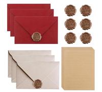 Carta da lettere vintage, 22 pezzi, set di 6 buste in lino e sigilli di cera, 10 A5, carta da lettere vintage, buste di carta vintage, per compleanno, matrimonio, invito, biglietti di auguri