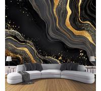Carta Da Panoramica Arte Astratta In Marmo, Per Soggiorno Camera Da Letto Per Bambini Decorazione Murale,Design Di Linea Di Lusso Murale 3D,300L × 210A Cm,Nero