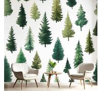 Carta Da Parati 150X105Cm Foresta Di Pini Freschi Fotomurali Seta Murale Alla Decorazione Da Muro Xxl Poster Cameretta Per Camera Da Letto Soggiorno Paesaggio Ad Acquerello 3D Pittura Verde