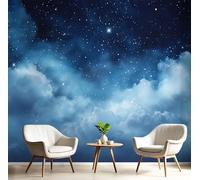 Carta da parati 150x105cm - Murale alla Cielo Stellato Fantasy Decorazione da Muro Poster Gigante Design Misterioso Cielo Notturno Tessuto di Seta Carta da parati per Camere Soggiorno Ufficio, Blu
