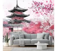 Carta Da Parati 200 x 140 cm Carta Da Parati Per Camera - Stile giapponese Tempio Fiori di ciliegio Progettazione del modello - Colore Da Letto Parete Non Tessuto Premium Stampa Decorazione Murale