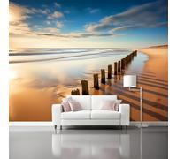 Carta da parati 200 x 140 cm, Fotografia Nuvole Bianche Spiagge Cieli Azzurri Design, Colorato Murale alla moda Decorazione Muro Design per Parete del soggiorno, della camera da letto