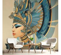 Carta Da Parati 200X140Cm Donne Egiziane Fotomurali Seta Murale Alla Decorazione Da Muro Xxl Poster Cameretta Per Camera Da Letto Soggiorno Bella Gente 3D Pittura Oro Blu