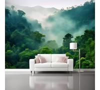 Carta da parati 250 x 183 cm, Natura Mistero Foresta Pluviale Nuvole Design, Colorato Murale alla moda Decorazione Muro Design per Parete del soggiorno, della camera da letto