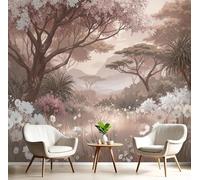 Carta Da Parati 250X170Cm Giungla Di Fiori Fotomurali Seta Murale Alla Decorazione Da Muro Xxl Poster Cameretta Per Camera Da Letto Soggiorno Foresta Pluviale Africana 3D Pittura Marrone