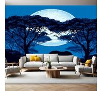 Carta da Parati 250x175 cm Elefante sotto l'albero della luna Fotomurale Art Sfondo TNT Murale Fotografica per Soggiorno Camera Ristorante Ufficio Camera dei Bambini e Decor da Parete