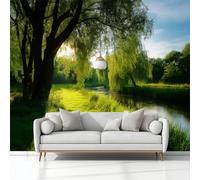 Carta da Parati 250x175 cm Moderna Fotomurali Stile Pastorale Natura Alberi Verde Art Murale alla Moda Decorazione da Muro Poster Gigante Design Carta per Pareti Camere da Letto