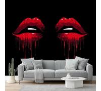 Carta da parati 300 x 210 cm Fotomurali in Murale alla moda Decorazione da Muro Mappa segreta gotica di Blood Lips Camera da Letto, Soggiorno, Ristrutturazione di Pareti Nero Rosso