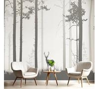 Carta Da Parati 300X210Cm Alce Della Foresta Fotomurali Seta Murale Alla Decorazione Da Muro Xxl Poster Cameretta Per Camera Da Letto Soggiorno Animali Naturali 3D Pittura Bianco Nero