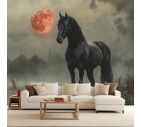 carta da parati 300x210cm Cavallo Oscuro carta da parati bambini Forze Naturali Misteriose Decorazione Rapida per Affitto Rivestimento Pareti Creative Testata Letto Murale