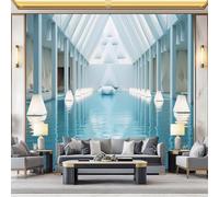 Carta da parati 350 x 256 cm Fotomurali in Murale alla moda Decorazione da Muro Architettura minimalista della piscina Camera da Letto, Ristrutturazione di Colore freddo azzurro chiaro