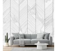 Carta da parati 350 x 256 cm Fotomurali in Murale alla moda Decorazione da Muro Linee geometriche semplici nordico Camera da Letto, Soggiorno, Ristrutturazione di Pareti Nero Bianco