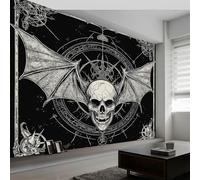 Carta da parati 350 x 256 cm, motivo: teschio di pipistrello, stile gotico, colore nero, per camera da letto, soggiorno, cameretta dei bambini, decorazione artistica da parete, poster decorativo