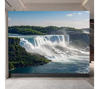 carta da parati 3d 250x180cm Paesaggio Di Cascata carta da parati geometrica Decorazione murale 3D su tela pittorica senza giunture, ideale per soggiorno o parete dietro TV EB24-1343
